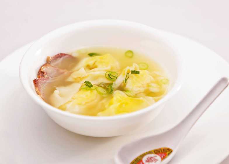 Short Soup (King Prawn filled wontons) — at Chinese Holiday Restaurant.
