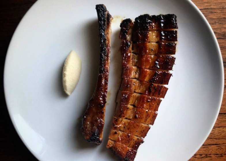 wood grilled bone in pork belly